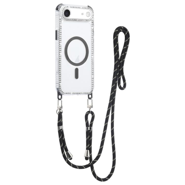 For iPhone Air Dream Diamond 2 in 1 Shockproof Magnetic Phone Case with Long Lanyard(Black)