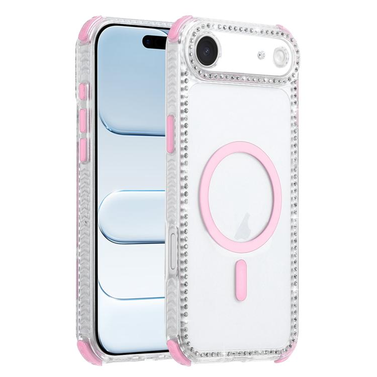 For iPhone Air Dream Diamond 2 in 1 Shockproof Magnetic Phone Case(Pink)