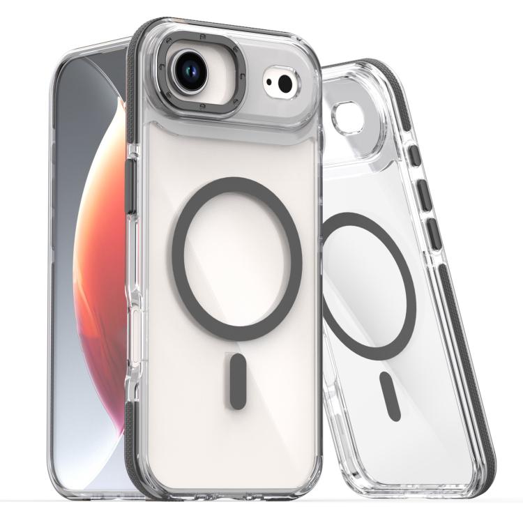 For iPhone Air Dual-Color Clear Acrylic Hybrid TPU MagSafe Phone Case(Black)