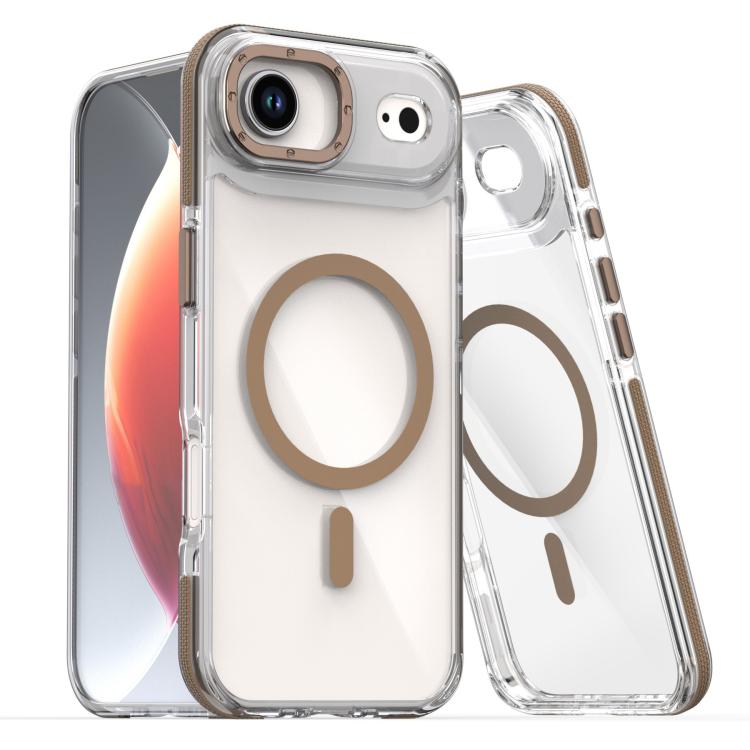 For iPhone Air Dual-Color Clear Acrylic Hybrid TPU MagSafe Phone Case(Desert Gold)