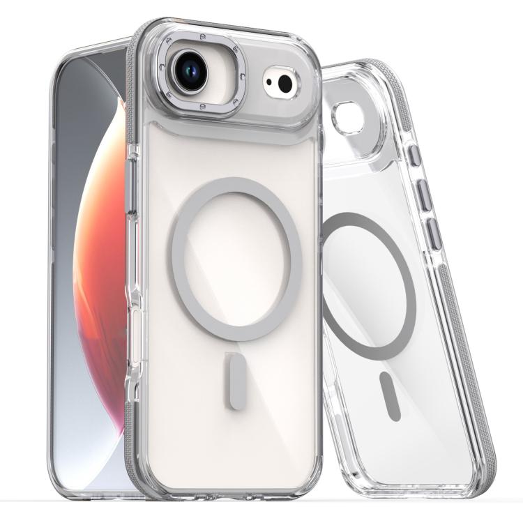 For iPhone Air Dual-Color Clear Acrylic Hybrid TPU MagSafe Phone Case(Grey)