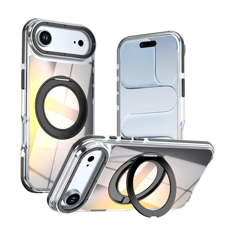 For iPhone Air Dual Color Gradient Discolor 360 Degree Rotation Holder Magnetic Phone Case(Black)