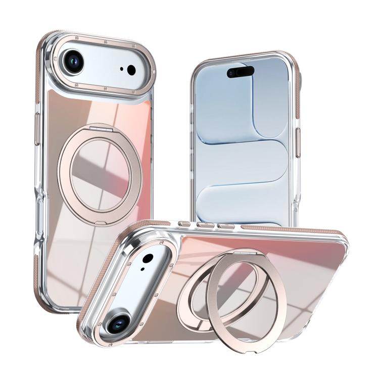 For iPhone Air Dual Color Gradient Discolor 360 Degree Rotation Holder Magnetic Phone Case(Desert Gold)