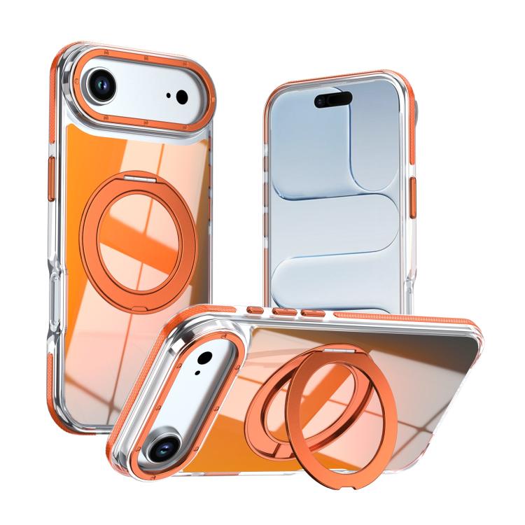For iPhone Air Dual Color Gradient Discolor 360 Degree Rotation Holder Magnetic Phone Case(Orange)