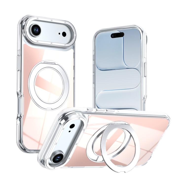 For iPhone Air Dual Color Gradient Discolor 360 Degree Rotation Holder Magnetic Phone Case(White)