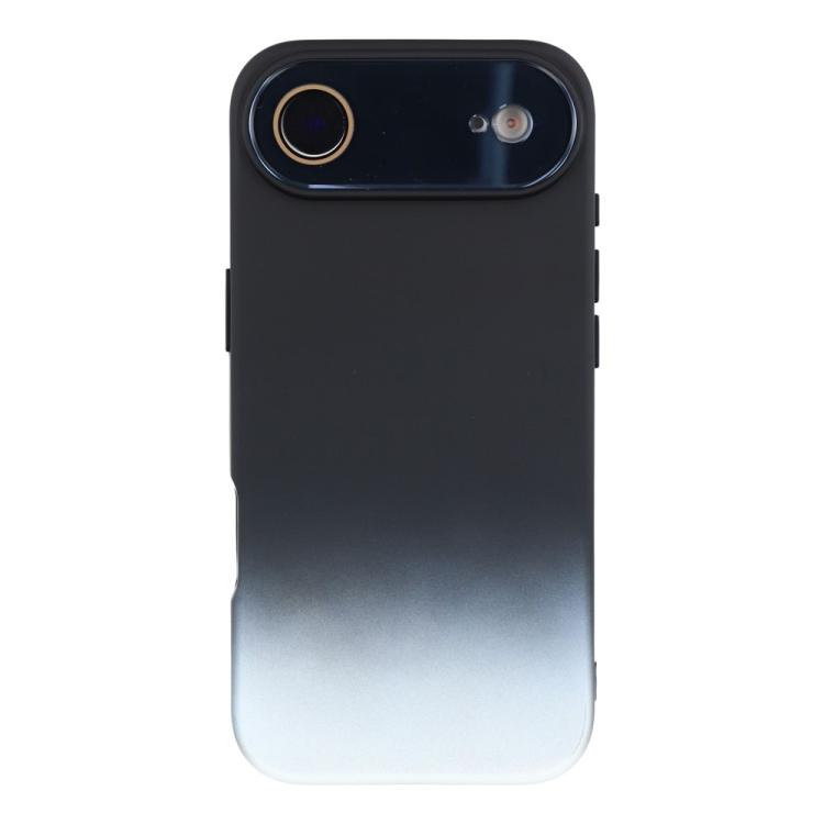 For iPhone Air Dual-Color Gradient TPU + Fiber Lining Phone Case with Lens Protector(Black Gradient)