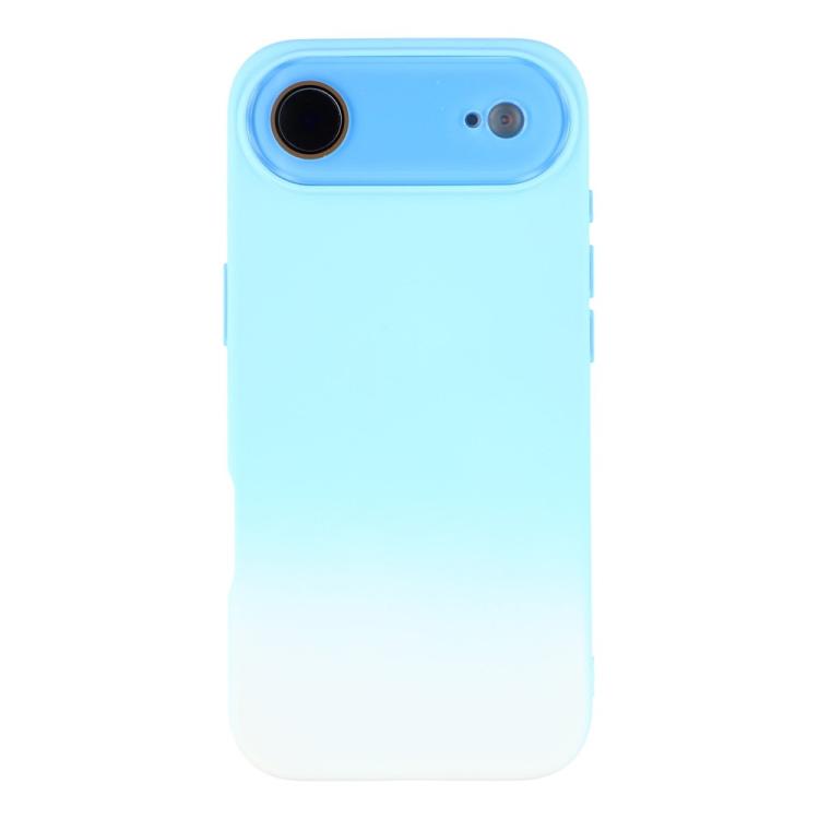 For iPhone Air Dual-Color Gradient TPU + Fiber Lining Phone Case with Lens Protector(Blue Gradient)