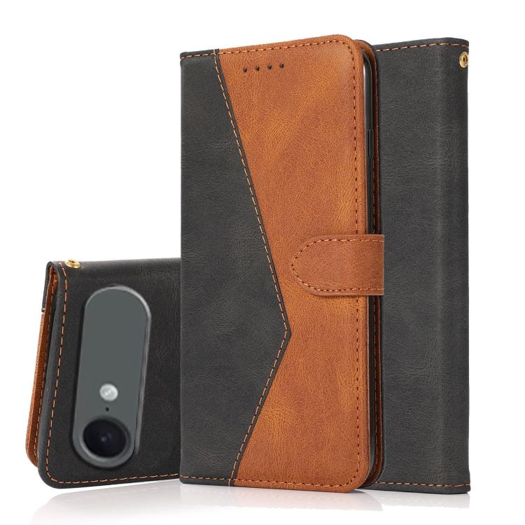 For iPhone Air Dual-color Stitching Leather Phone Case(Black Brown)