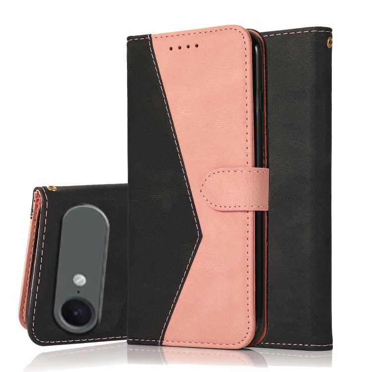 For iPhone Air Dual-color Stitching Leather Phone Case(Black Rose Gold)
