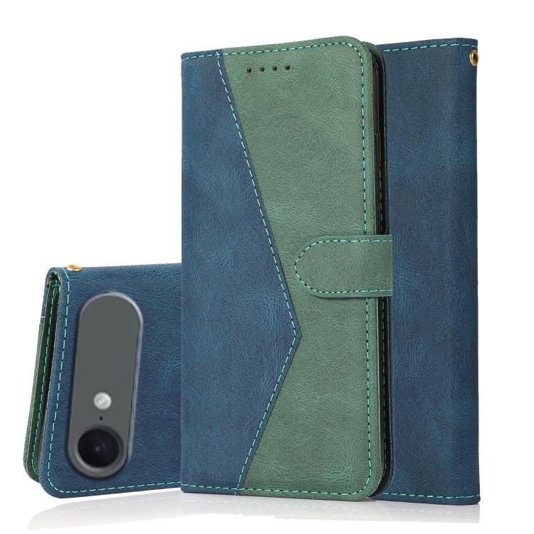 For iPhone Air Dual-color Stitching Leather Phone Case(Blue Green)