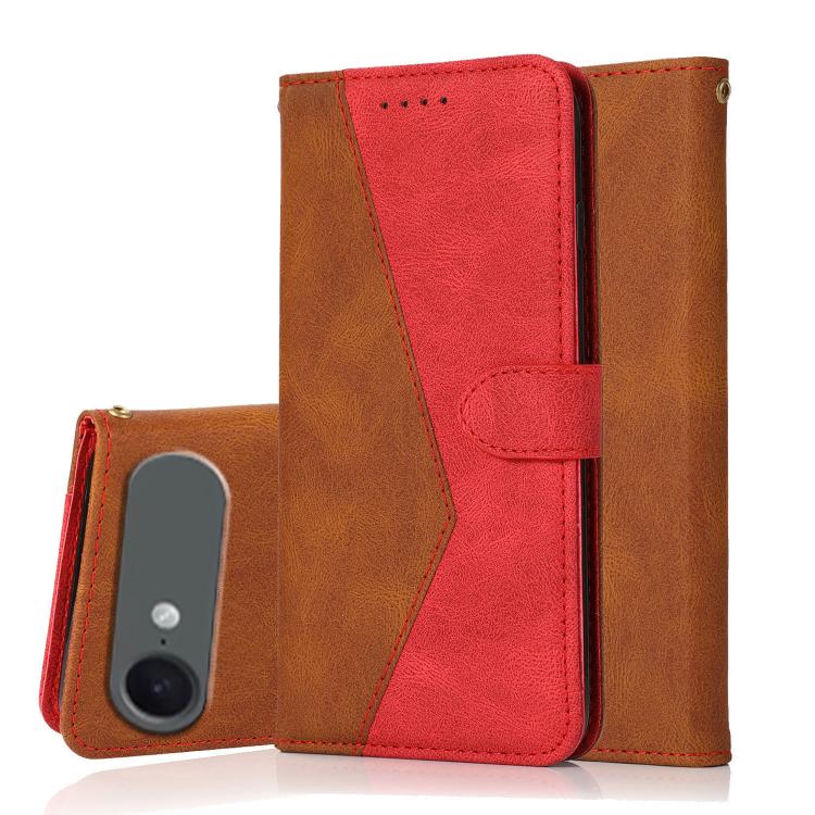 For iPhone Air Dual-color Stitching Leather Phone Case(Brown Red)
