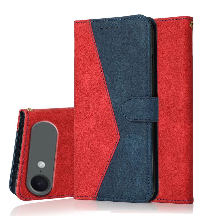 For iPhone Air Dual-color Stitching Leather Phone Case(Red Blue)