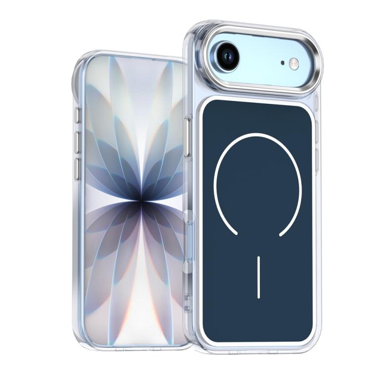For iPhone Air Electroplated Dual Color PC Hybrid TPU Soft Frame MagSafe Phone Case(Blue)
