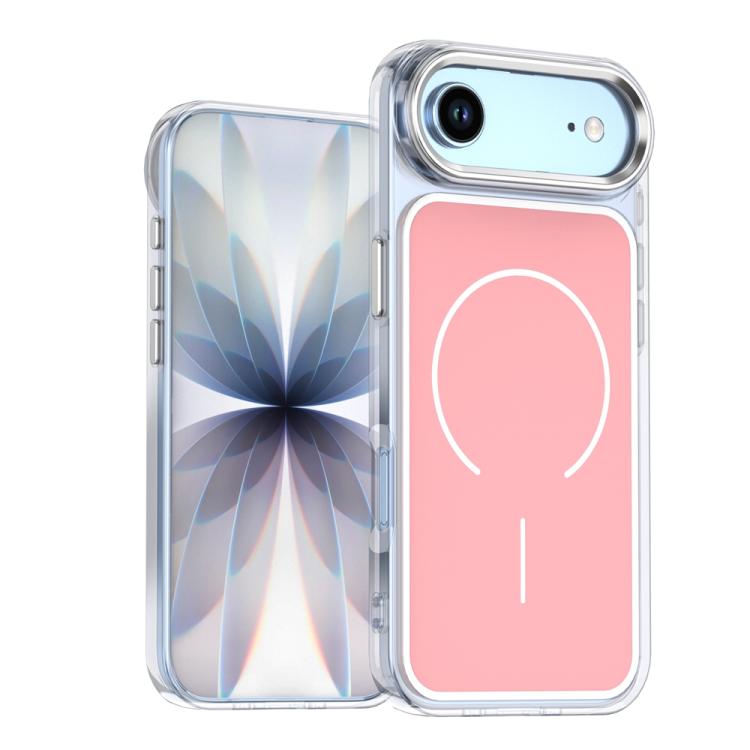 For iPhone Air Electroplated Dual Color PC Hybrid TPU Soft Frame MagSafe Phone Case(Pink)