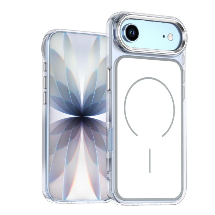 For iPhone Air Electroplated Dual Color PC Hybrid TPU Soft Frame MagSafe Phone Case(White)