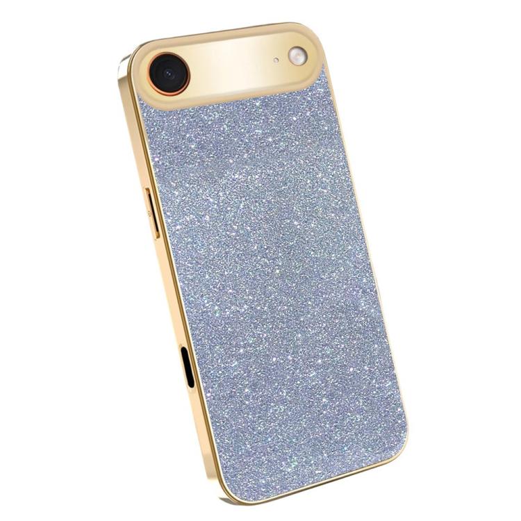 For iPhone Air Electroplating Frame Sparkling Glitter Shockproof Phone Case(Blue)