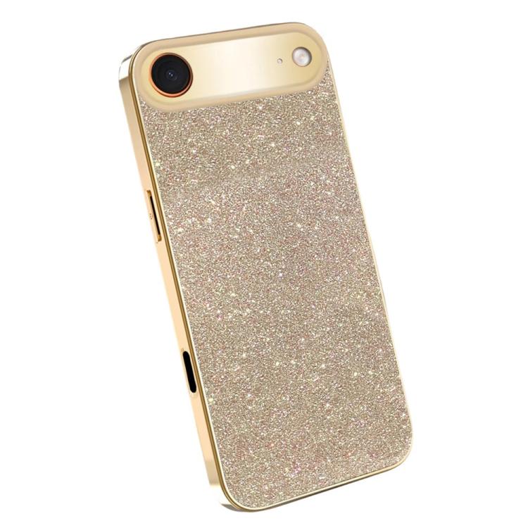 For iPhone Air Electroplating Frame Sparkling Glitter Shockproof Phone Case(Gold)