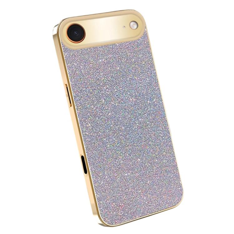 For iPhone Air Electroplating Frame Sparkling Glitter Shockproof Phone Case(Gray)