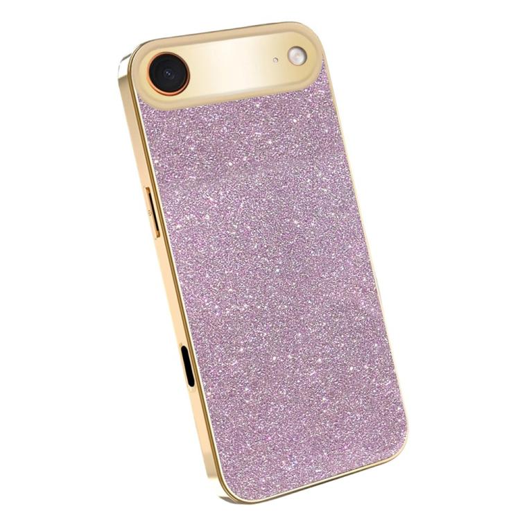 For iPhone Air Electroplating Frame Sparkling Glitter Shockproof Phone Case(Purple)