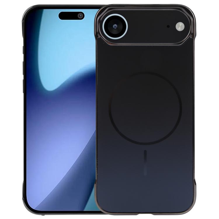For iPhone Air Electroplating Frameless Frosted Anti-Glare PC MagSafe Phone Case(Black)