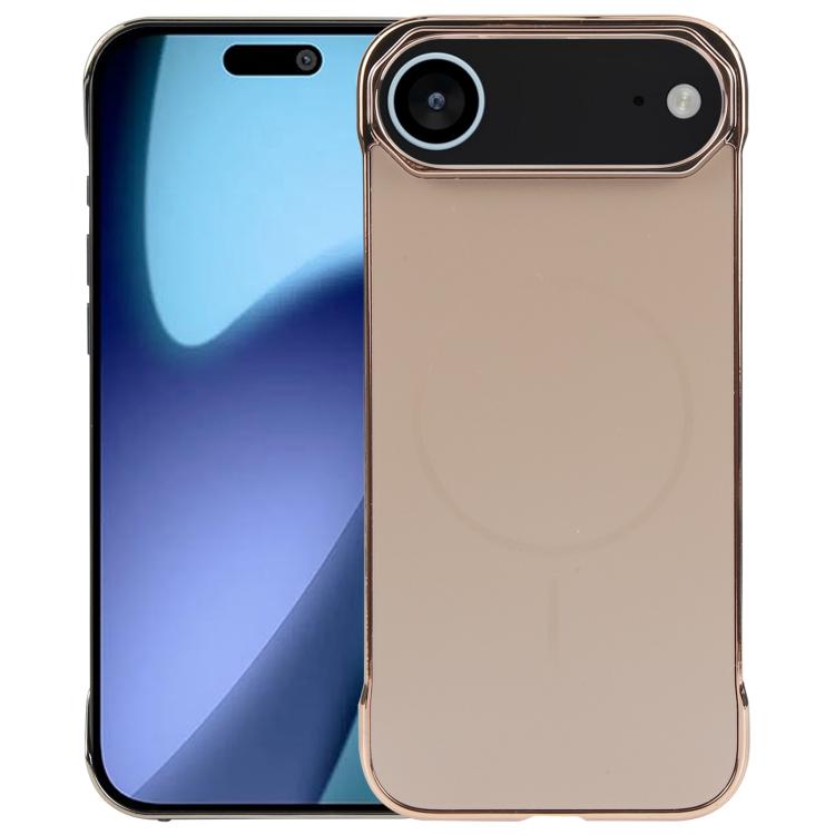 For iPhone Air Electroplating Frameless Frosted Anti-Glare PC MagSafe Phone Case(Desert Gold)