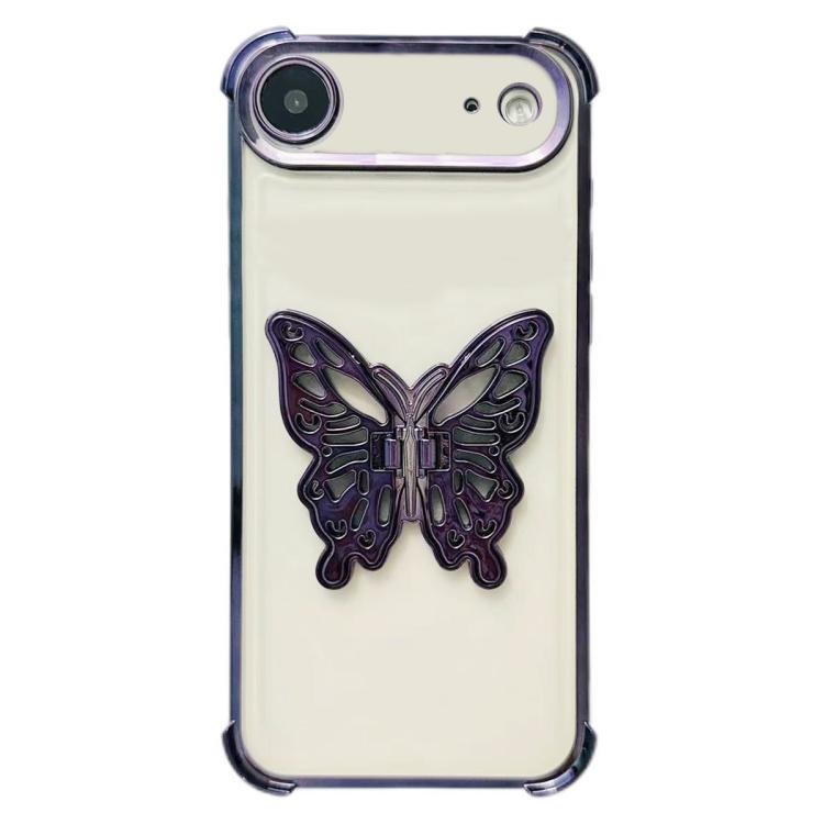 For iPhone Air Electrpolated 3D Butterfly Holder TPU Phone Case(Purple)