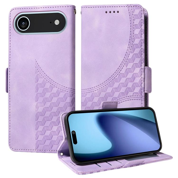 For iPhone Air Embossed Rhombus Starry Leather Phone Case(Purple)