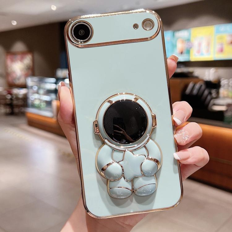 For iPhone Air Embrace Stars Electroplating Astronaut Holder Phone Case(Green)