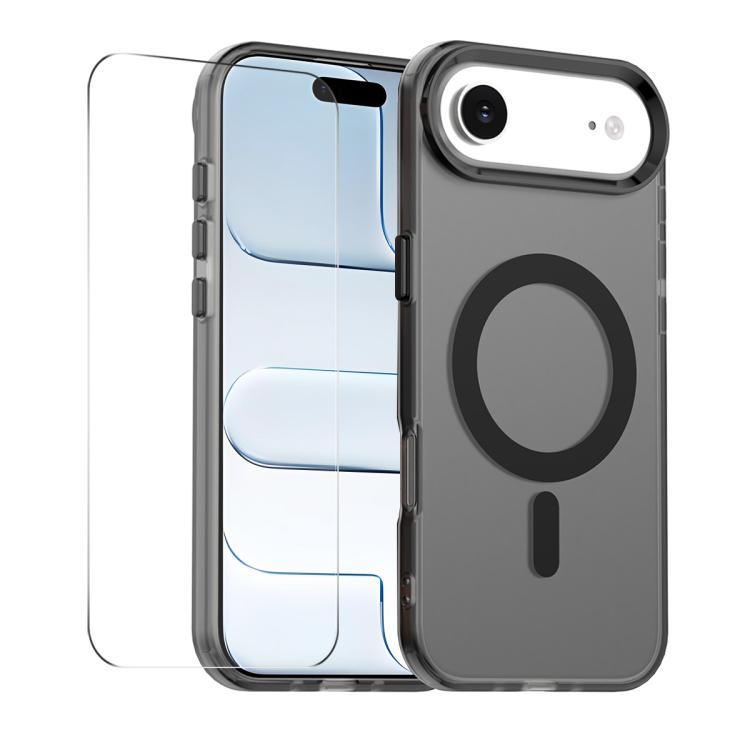 For iPhone Air ENKAY Hat-Prince MagSafe Candy Color Phone Case with Thick Adhesive Glass Film(Black)