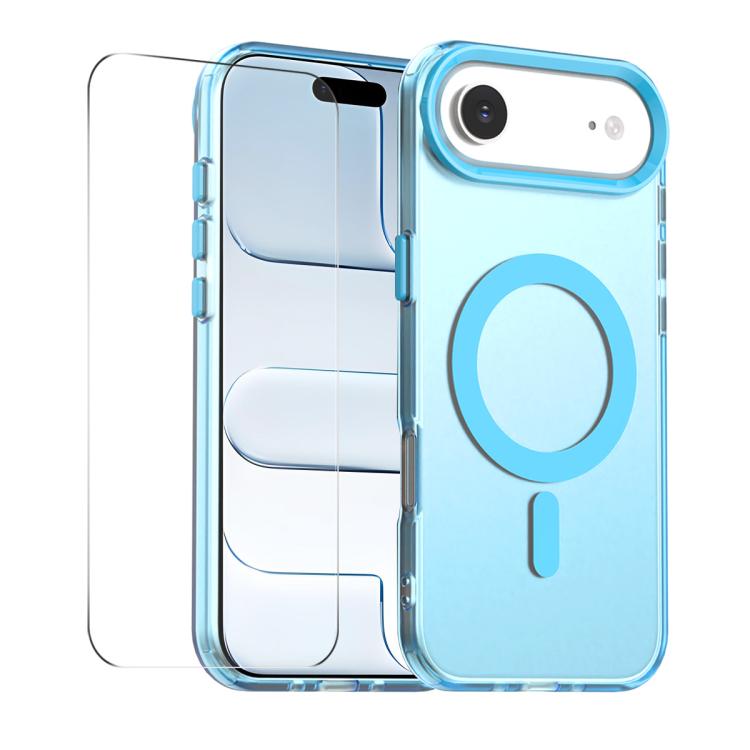For iPhone Air ENKAY Hat-Prince MagSafe Candy Color Phone Case with Thick Adhesive Glass Film(Blue)