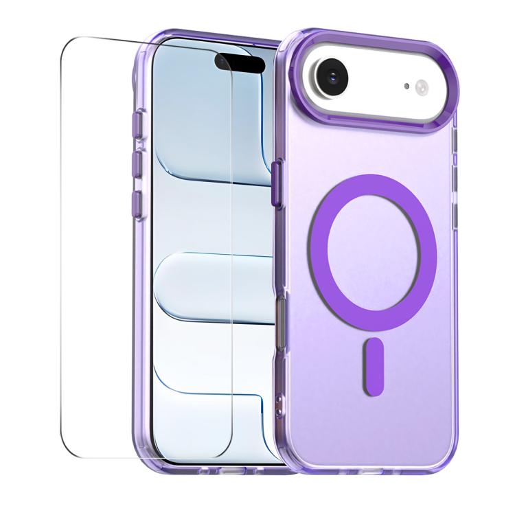 For iPhone Air ENKAY Hat-Prince MagSafe Candy Color Phone Case with Thick Adhesive Glass Film(Purple)