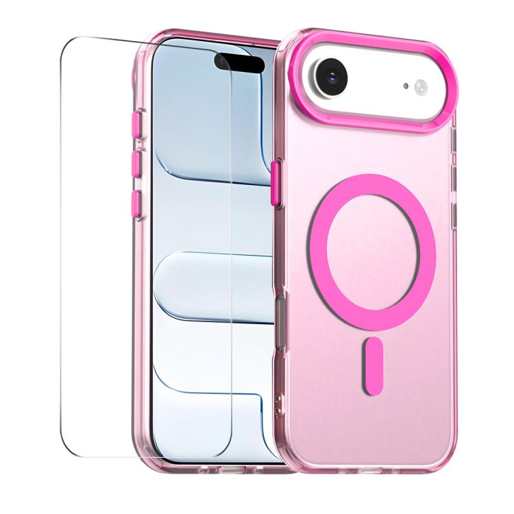 For iPhone Air ENKAY Hat-Prince MagSafe Candy Color Phone Case with Thick Adhesive Glass Film(Rose Red)