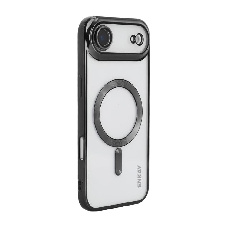 For iPhone Air ENKAY Hat-Prince Magsafe Electroplated TPU Clear Shockproof Phone Case(Black)