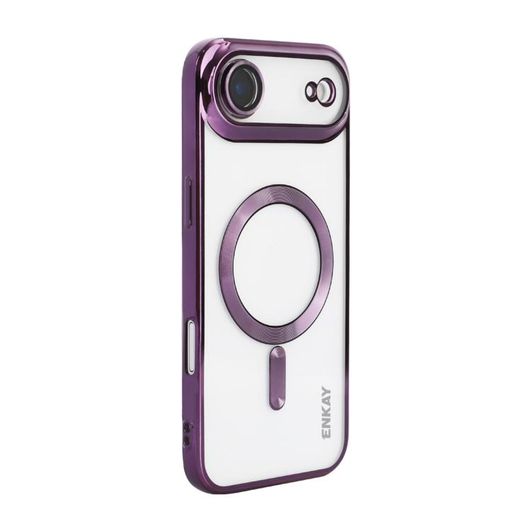 For iPhone Air ENKAY Hat-Prince Magsafe Electroplated TPU Clear Shockproof Phone Case(Purple)