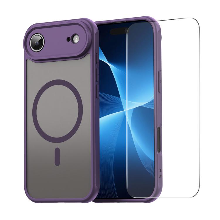 For iPhone Air ENKAY Hat-Prince MagSafe Matte Translucent Shockproof Phone Case with Large Arc Edge Film(Purple)