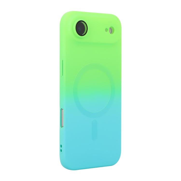 For iPhone Air ENKAY Hat-Prince MagSafe Rainbow Gradient Silicone Phone Case with Lens Film(Green Blue)
