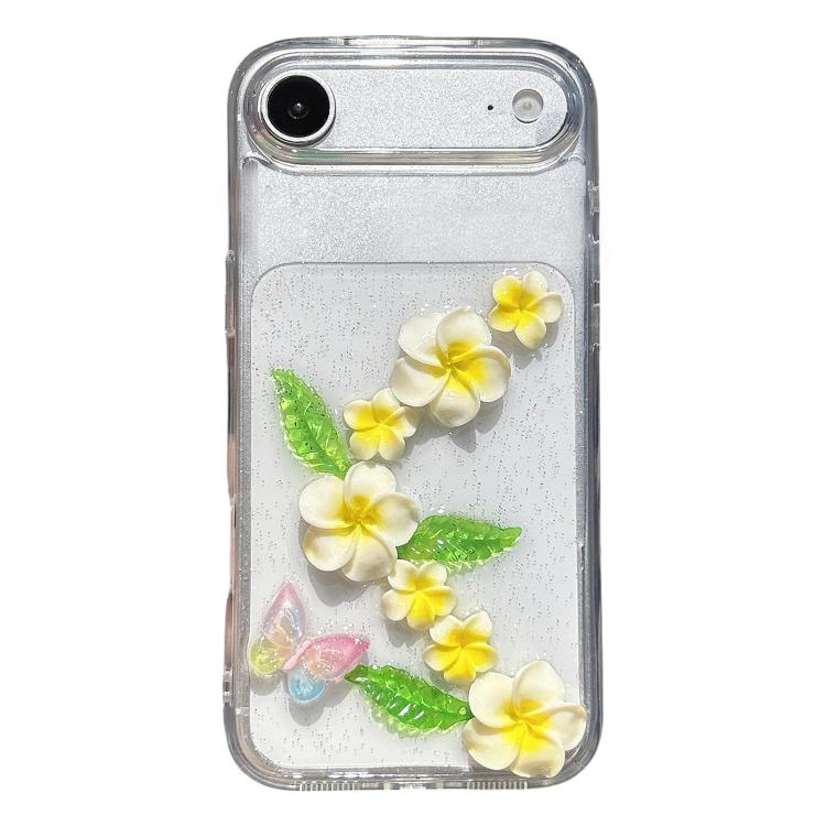 For iPhone Air Epoxy 3D Butterfly Plumeria Acrylic Phone Case(Transparent)