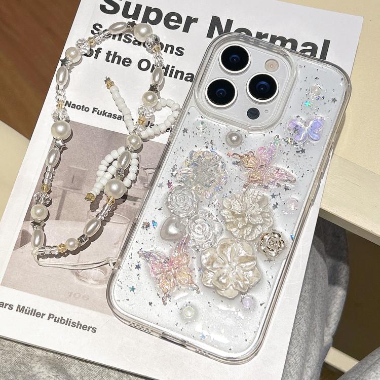 For iPhone Air Epoxy Ruffled Petals Acrylic Phone Case with Bracelet(Transparent)