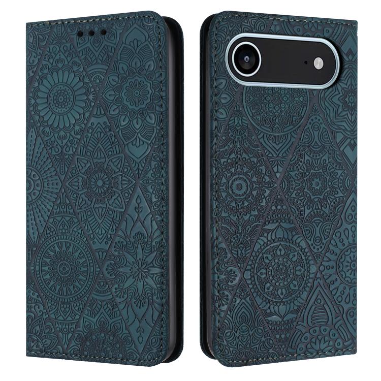For iPhone Air Ethnic Embossed Adsorption Leather Phone Case(Blue)