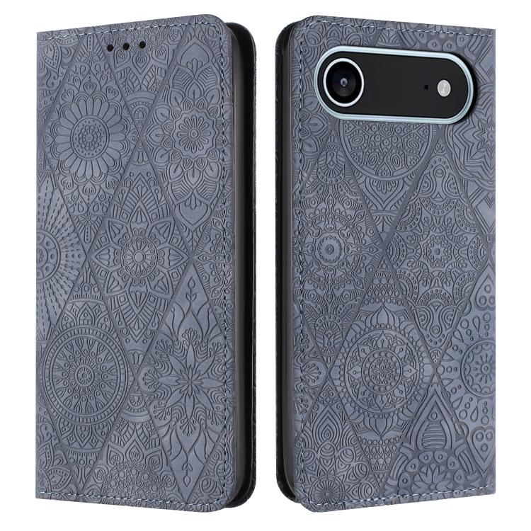 For iPhone Air Ethnic Embossed Adsorption Leather Phone Case(Grey)