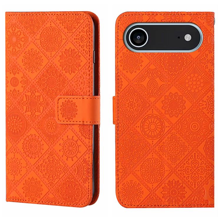 For iPhone Air Ethnic Style Embossed Pattern Leather Phone Case(Orange)