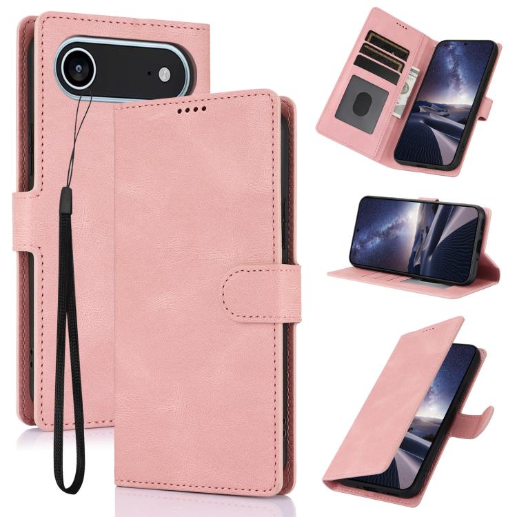 For iPhone Air Fantasy Skin-feel Calfskin Texture Leather Phone Case(Pink)