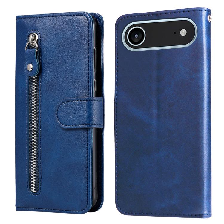 For iPhone Air Fashion Calf Texture Zipper Leather Phone Case(Blue)