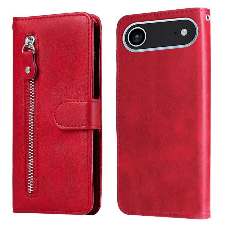 For iPhone Air Fashion Calf Texture Zipper Leather Phone Case(Red)