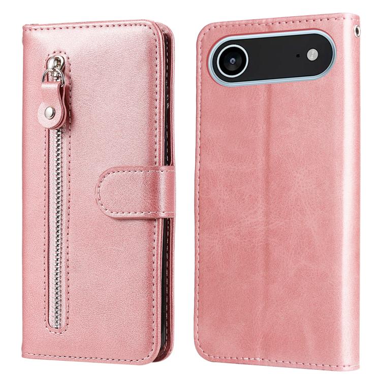 For iPhone Air Fashion Calf Texture Zipper Leather Phone Case(Rose Gold)