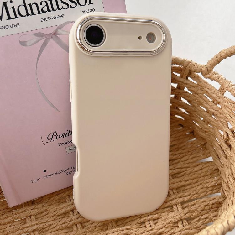 For iPhone Air Fat Dun Solid Color Metal Photo Frame TPU Phone Case(Khaki)