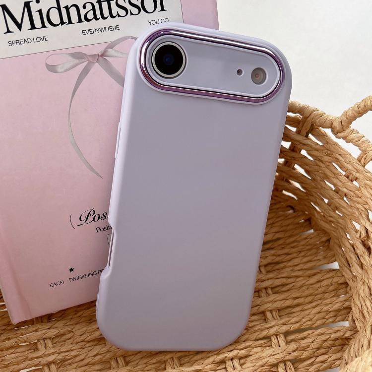 For iPhone Air Fat Dun Solid Color Metal Photo Frame TPU Phone Case(Purple)