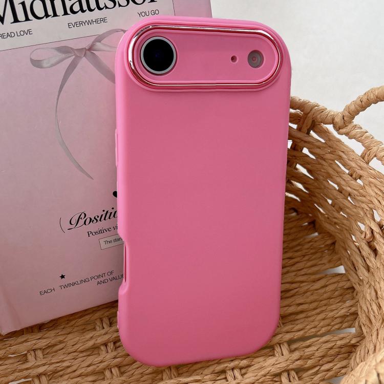 For iPhone Air Fat Dun Solid Color Metal Photo Frame TPU Phone Case(Rose Red)