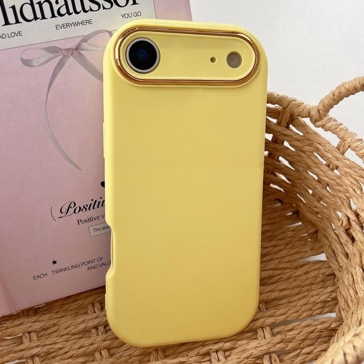For iPhone Air Fat Dun Solid Color Metal Photo Frame TPU Phone Case(Yellow)