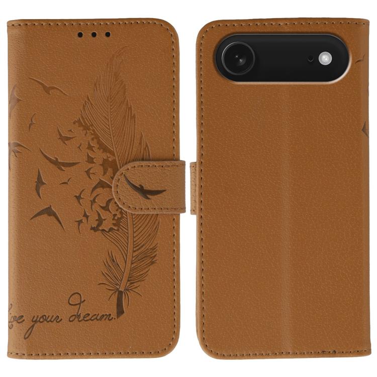 For iPhone Air Feather Pattern Litchi Texture Leather Phone Case(Brown)